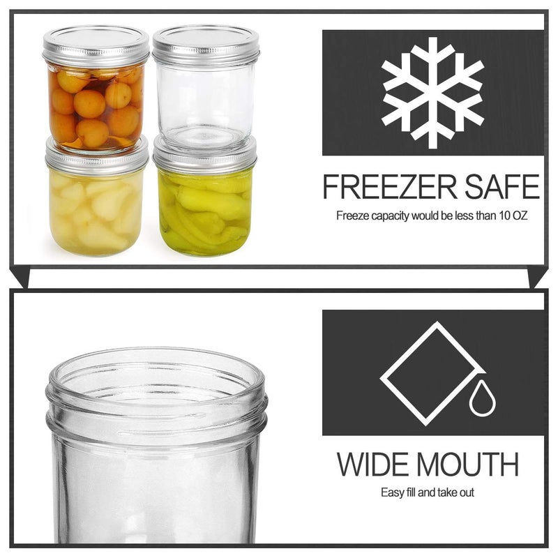 KAMOTA Wide Mouth Mason Jars 10 OZ, 10 OZ Mason Jars Canning Jars Jelly Jars With Wide Mouth Lids and Bands, Ideal for Jam, Honey, Wedding Favors, Shower Favors, Baby Foods, 12 PACKâ€¦ - Image 4